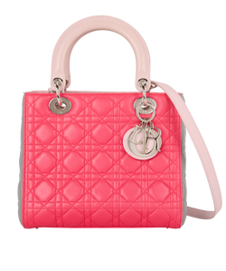 Lady Dior Medium, Leather, Pink/Grey, 15BO0154(2014), DB/S, 3*